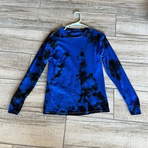 Blue and black tie-dye long sleeve top